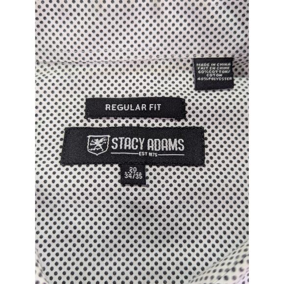 Stacy Adams Size 4XL 20 34/35 Reg Fit Sergio Dots White Dress Shirt - Picture 5 of 13
